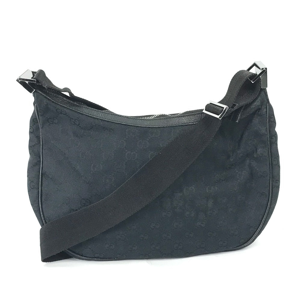 GUCCI 122790 GG Crossbody Shoulder Bag in Leather/Canvas, Black