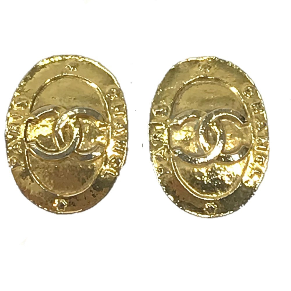 CHANEL Vintage CC Coco Mark Earrings, Metal, Women's, Gold