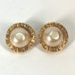 CHANEL Vintage Round Logo Faux Pearl Earrings in Metal, Gold