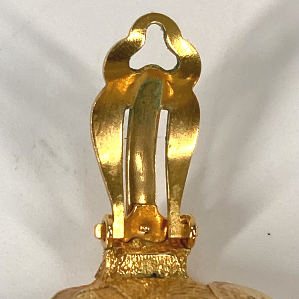 CHANEL Vintage Round Logo Faux Pearl Earrings in Metal, Gold