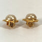 CHANEL Vintage Round Logo Faux Pearl Earrings in Metal, Gold