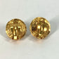 CHANEL Vintage Round Logo Faux Pearl Earrings in Metal, Gold