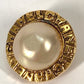 CHANEL Vintage Round Logo Faux Pearl Earrings in Metal, Gold