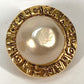 CHANEL Vintage Round Logo Faux Pearl Earrings in Metal, Gold