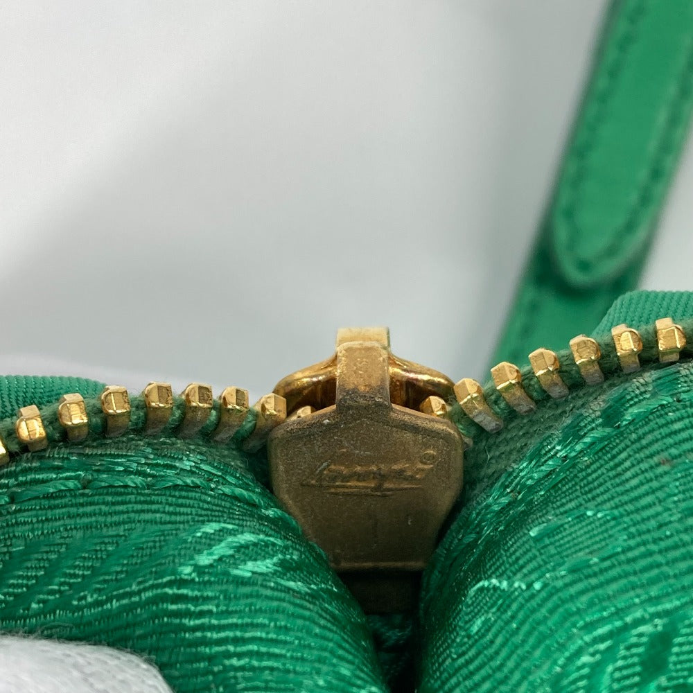 PRADA Pouch Makeup Pouch Cosmetic Pouch Logo Strap Clutch Bag Nylon Women's Green