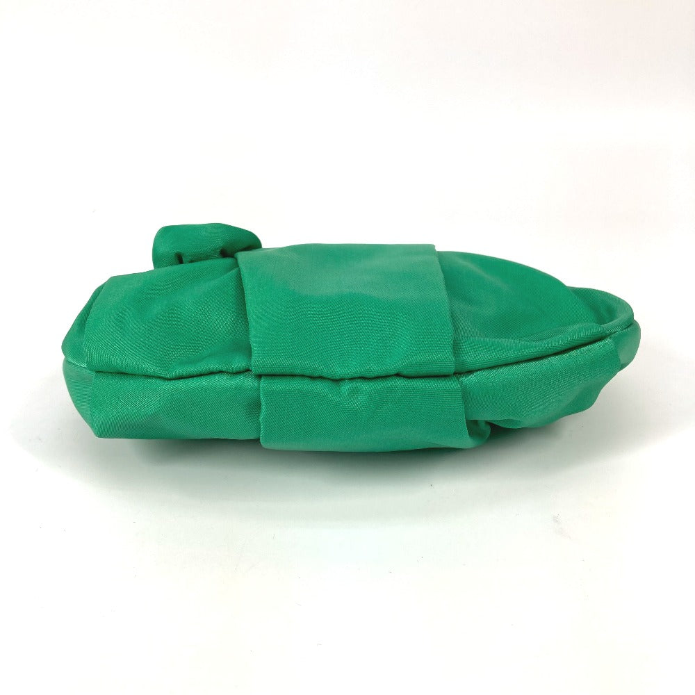 PRADA Pouch Makeup Pouch Cosmetic Pouch Logo Strap Clutch Bag Nylon Women's Green