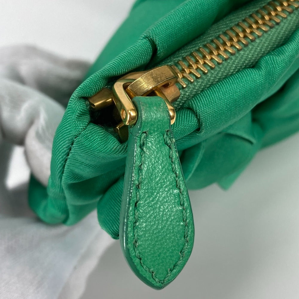 PRADA Pouch Makeup Pouch Cosmetic Pouch Logo Strap Clutch Bag Nylon Women's Green