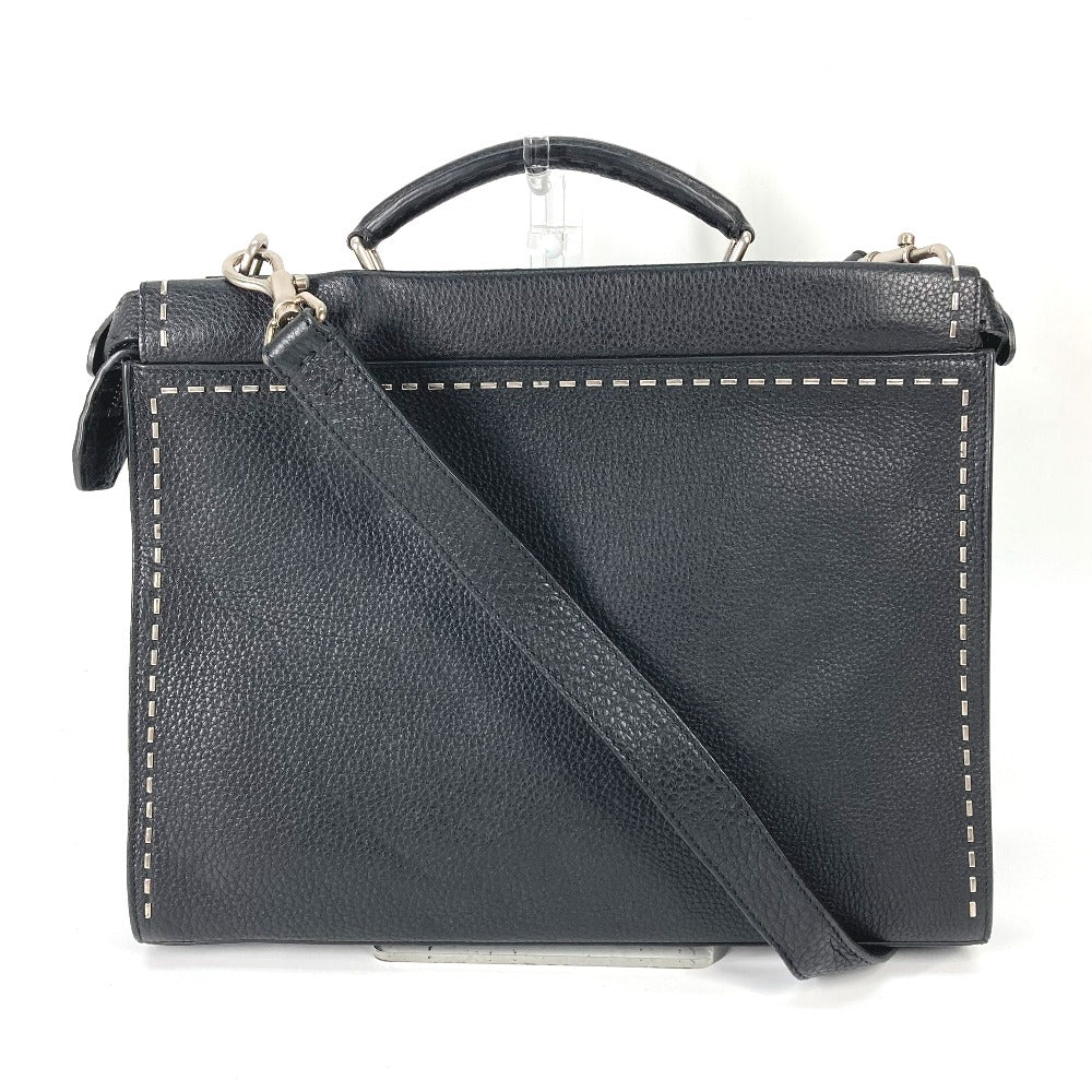 FENDI 7VA406 Shoulder Bag, Crossbody Bag, Selleria Peekaboo Iconic Fit, 2-Way Business Bag, Tote Bag, Handbag, Leather, Men's, Black