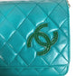 CHANEL Cartera larga cruzada CC Coco Mark Cartera con cadena acolchada Matelasse Cartera larga Bolso de hombro Cuero Mujer Verde
