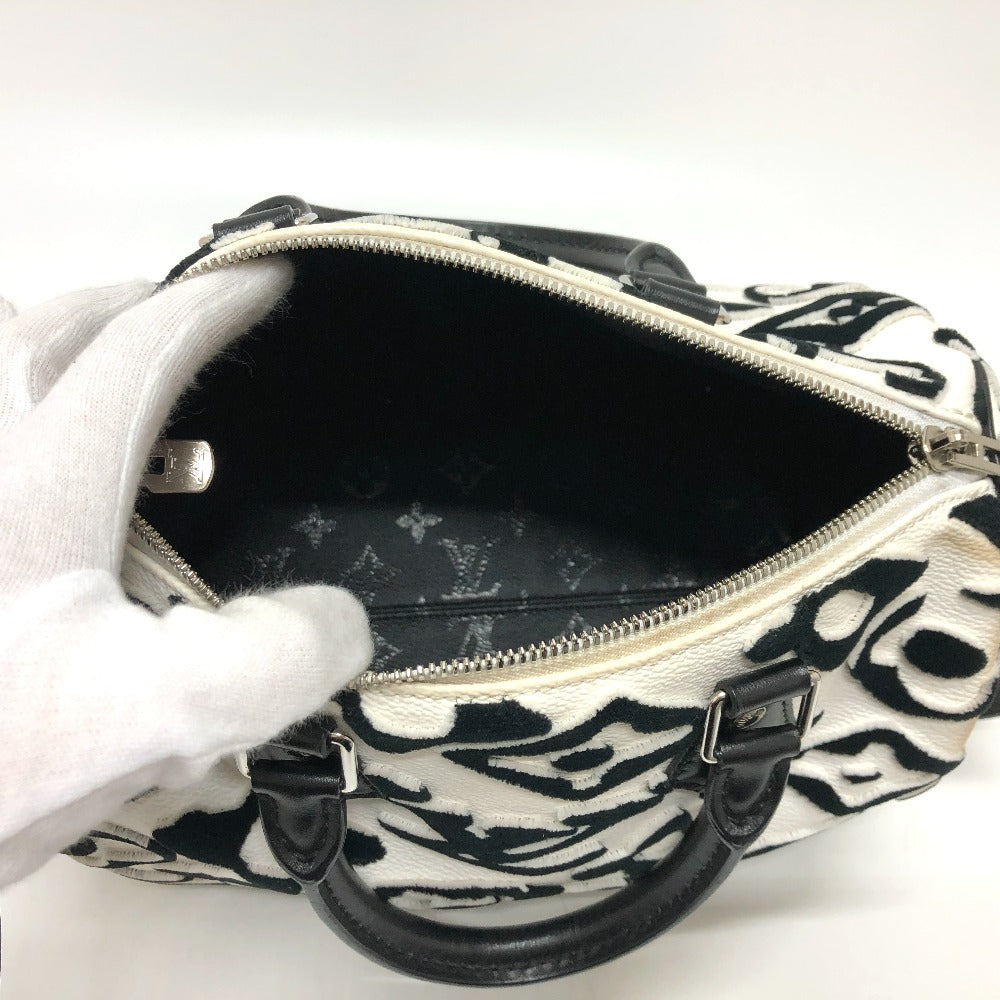 LOUIS VUITTON M45563 タフテッド・モノグラムキャンバス VxUF スピーディ・バンドリエール25 ミニ 2WAY 肩掛け 斜め掛け ボストンバッグ レザー レディース ホワイト×ブラック - brandshop-reference