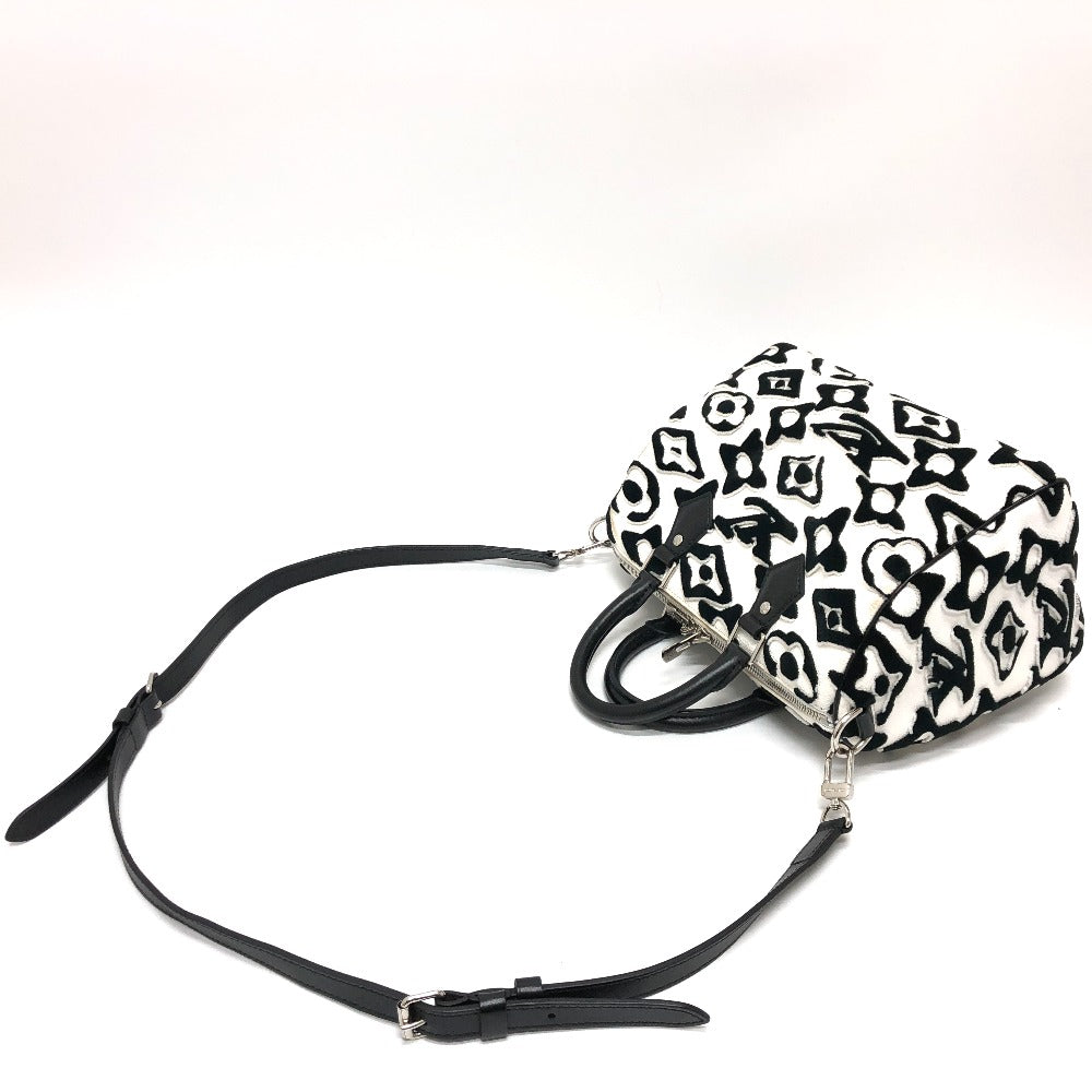 LOUIS VUITTON M45563 タフテッド・モノグラムキャンバス VxUF スピーディ・バンドリエール25 ミニ 2WAY 肩掛け 斜め掛け ボストンバッグ レザー レディース ホワイト×ブラック - brandshop-reference