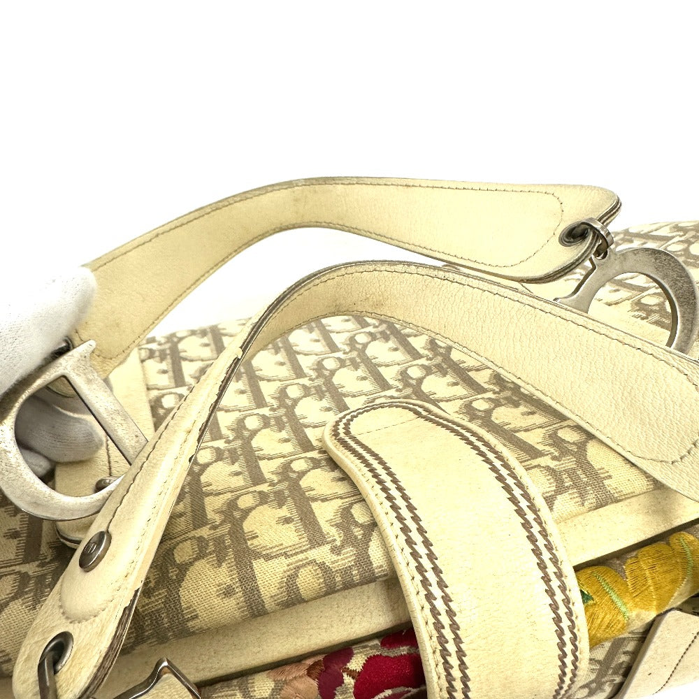 Dior トロッター フラワー刺繍 がま口 ボストン ハンドバッグ キャンバス/レザー レディース - brandshop-reference