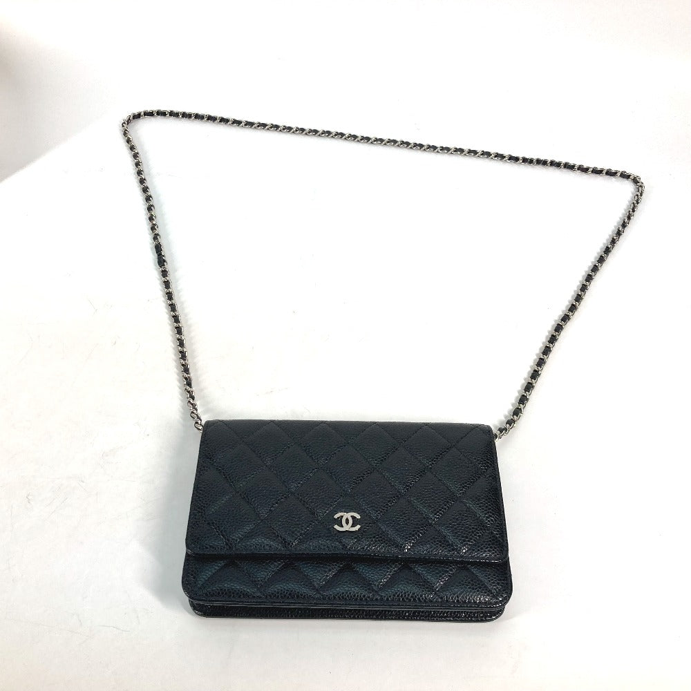 CHANEL AP0250 キルティング CC マトラッセ ココマーク クラシック チェーンウォレット ショルダーバッグ チェーンバッグ 斜め掛け カバン 長財布 キャビアスキン レディース - brandshop-reference