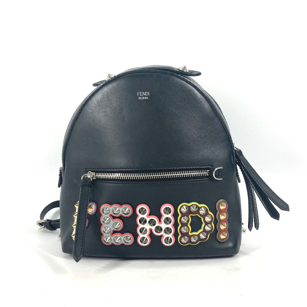 FENDI 8BZ038 カバン マルチスタッズ ロゴ バックパック リュックサック レザー レディース - brandshop-reference