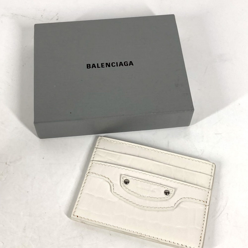 BALENCIAGA 640109 ロゴ 名刺入れ パスケース カードケース クロコダイル型押しレザー メンズ