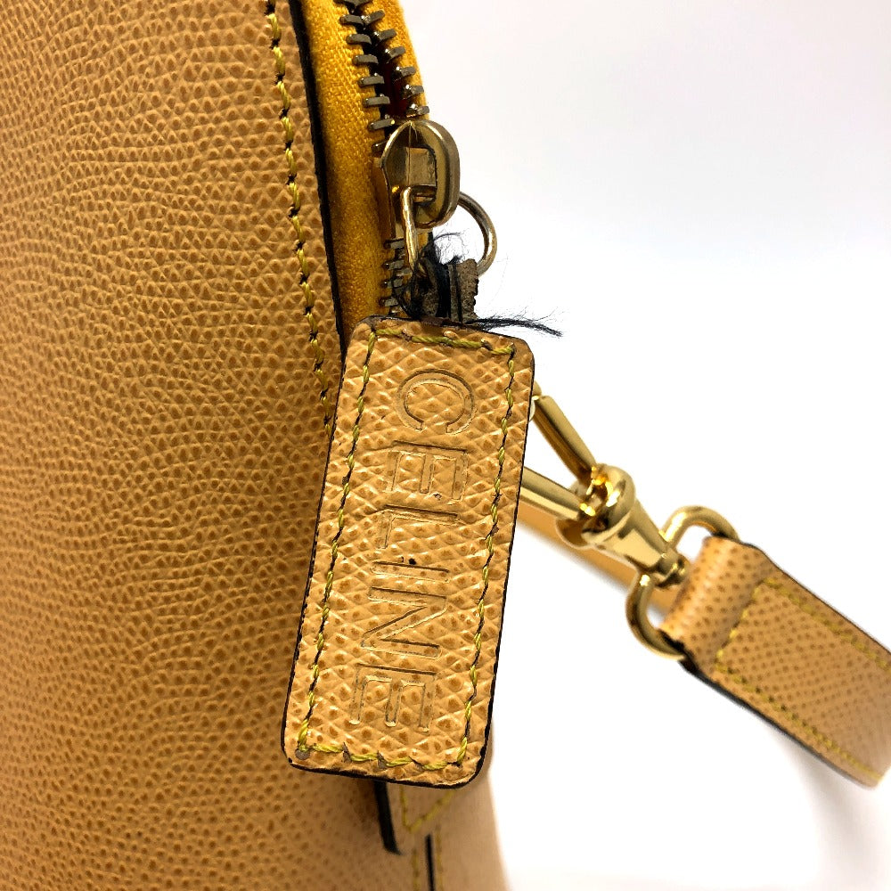 CELINE Vintage Bowling 2-Way Shoulder Bag, Leather, Women's, Yellow Beige