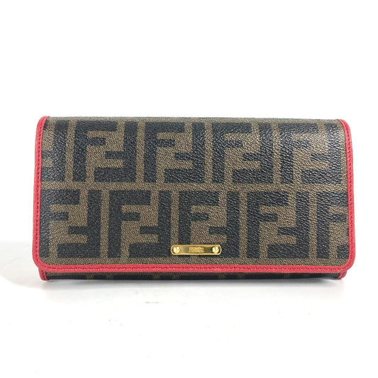 FENDI ロングウォレット ズッカ 2つ折り フラップ 長財布 レザー/PVC レディース