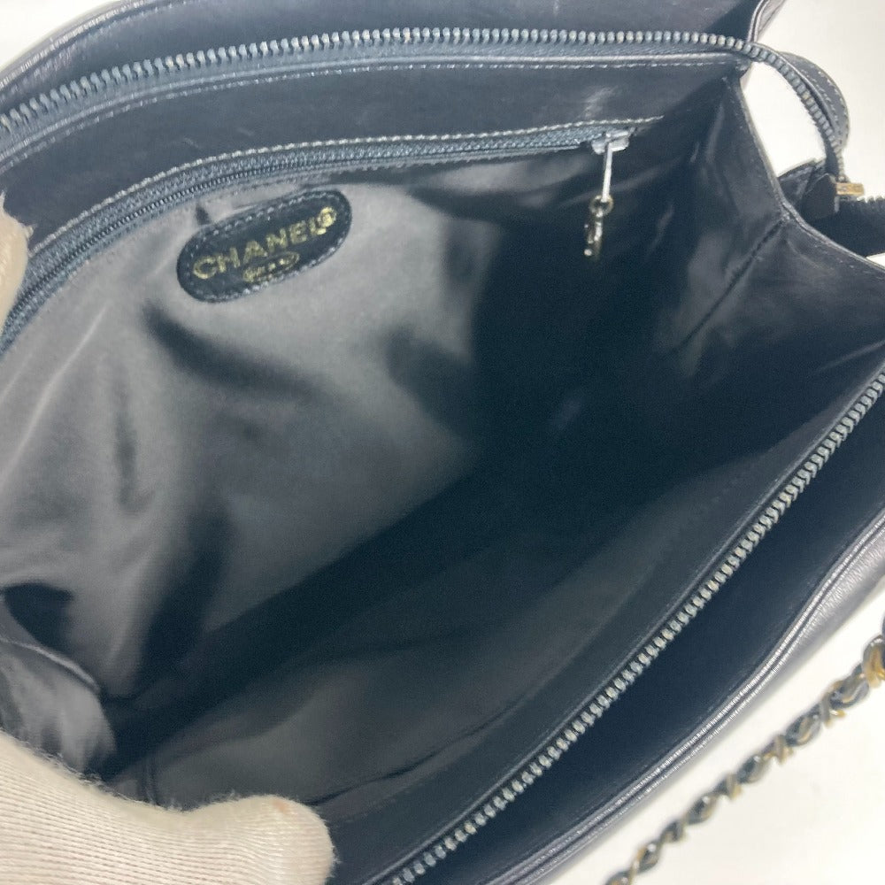 CHANEL Wチェーン CC ココマーク カバン トートバッグ ショルダーバッグ レザー レディース ブラック