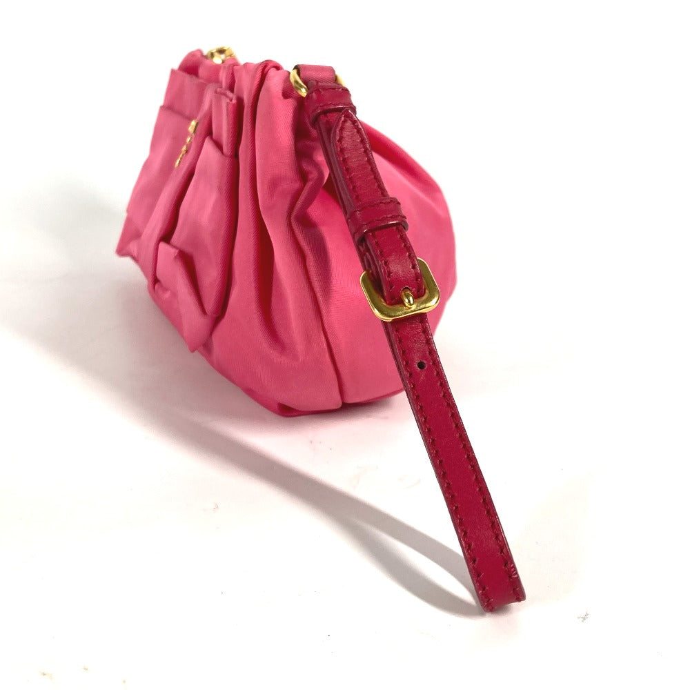 PRADA Ribbon Backpack/Pouch/Clutch Bag with Strap, Nylon, Pink