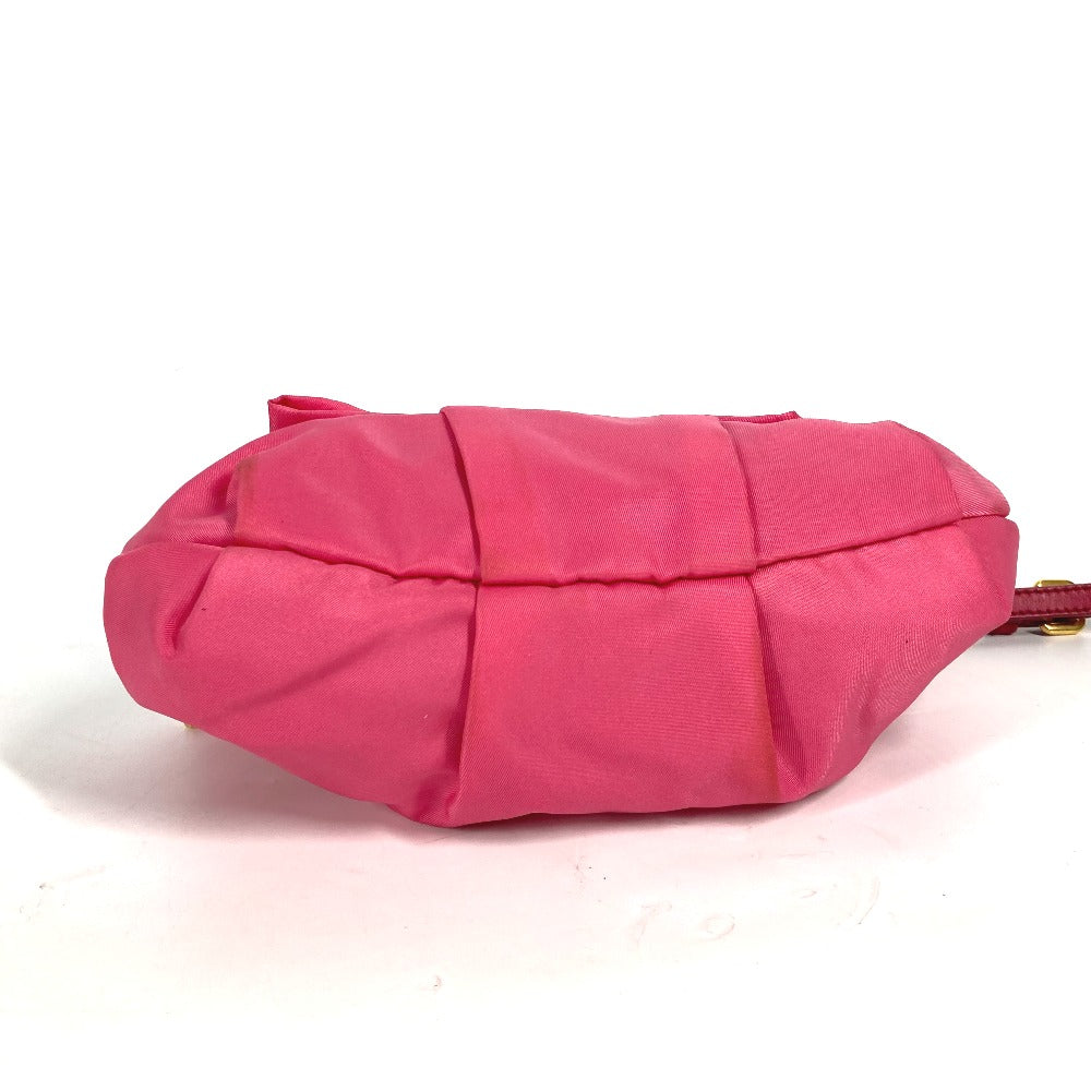 PRADA Ribbon Backpack/Pouch/Clutch Bag with Strap, Nylon, Pink