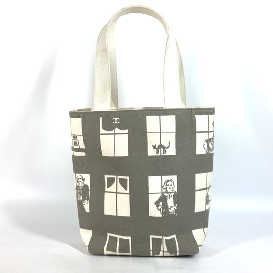 CHANEL 肩掛け ウィンドウライン カバン トートバッグ ショルダーバッグ キャンバス レディース グレー - brandshop-reference