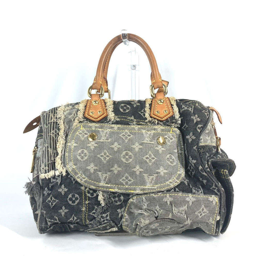 LOUIS VUITTON M95381 モノグラムデニム パッチワーク スピーディ30 ミニボストンバッグ カバン ハンドバッグ デニム レディース ブラック - brandshop-reference