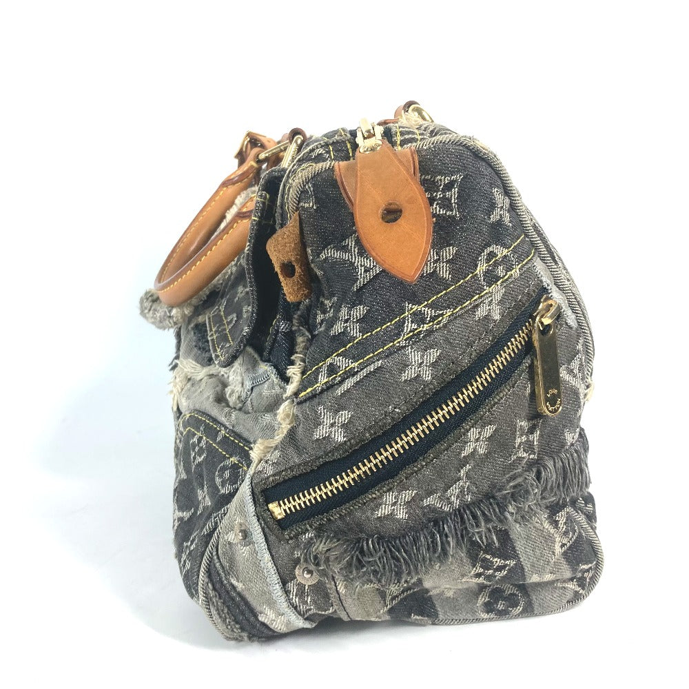 LOUIS VUITTON M95381 モノグラムデニム パッチワーク スピーディ30 ミニボストンバッグ カバン ハンドバッグ デニム レディース ブラック - brandshop-reference
