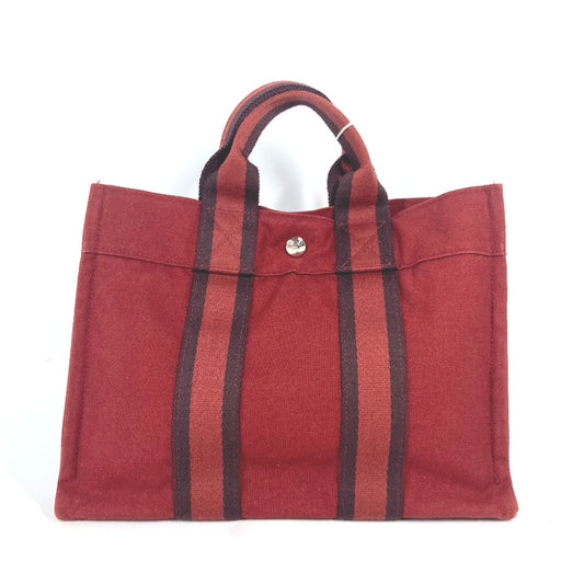 HERMES Foul Tote PM Tote Bag/Handbag, Canvas, Women's, Red