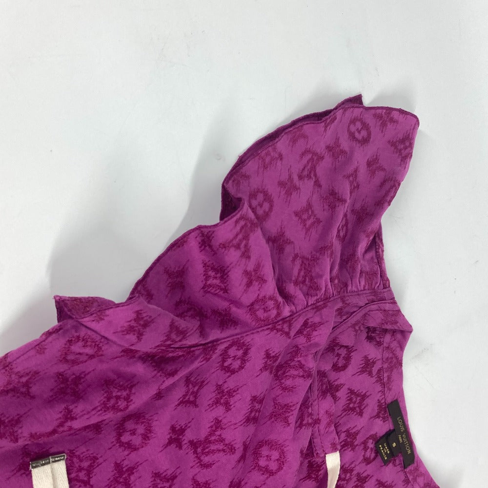 LOUIS VUITTON モノグラム フリル トップス アパレル カットソー 半袖 リボン 半袖Ｔシャツ コットン レディース ブルー