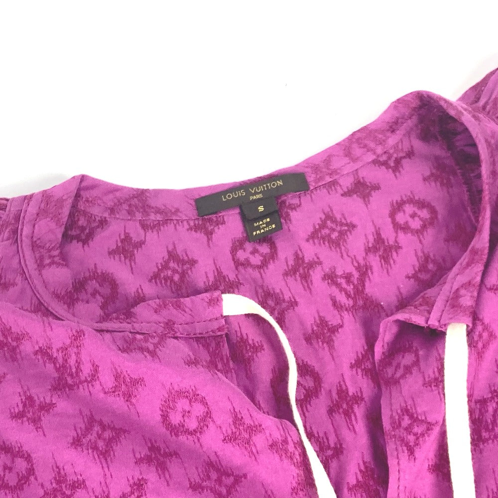 LOUIS VUITTON モノグラム フリル トップス アパレル カットソー 半袖 リボン 半袖Ｔシャツ コットン レディース ブルー