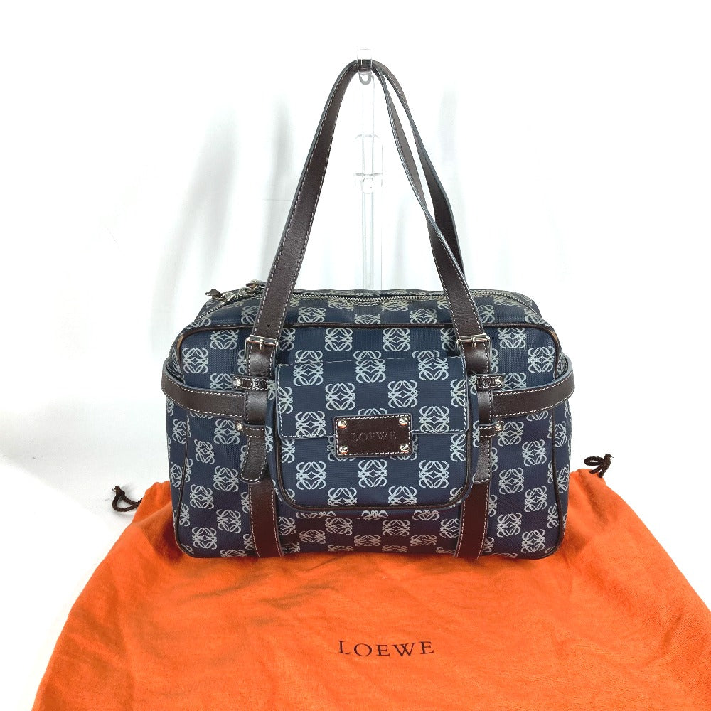 LOEWE ショルダーバッグ 肩掛け アナグラム ロゴ ポーチ付き ミニボストンバッグ ハンドバッグ ボストンバッグ PVC/レザー メンズ