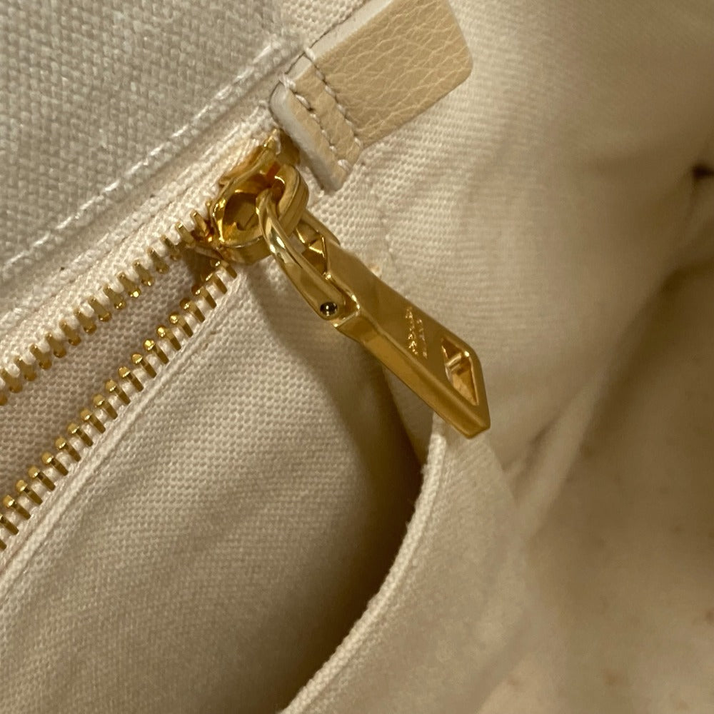 PRADA BN1877 ロゴプレート カナパ CANAPA ハンドバッグ カバン トートバッグ キャンバス レディース アイボリー