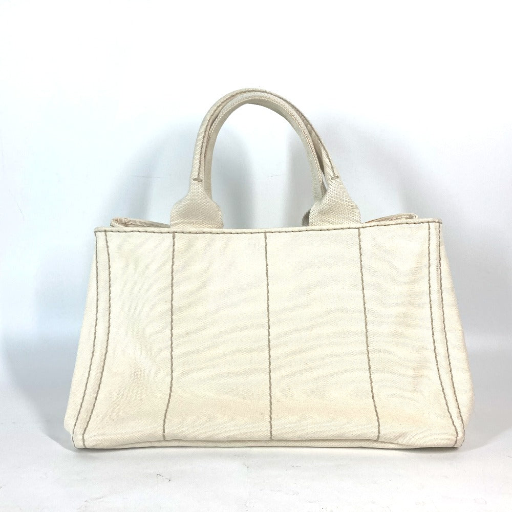 PRADA BN1877 ロゴプレート カナパ CANAPA ハンドバッグ カバン トートバッグ キャンバス レディース アイボリー