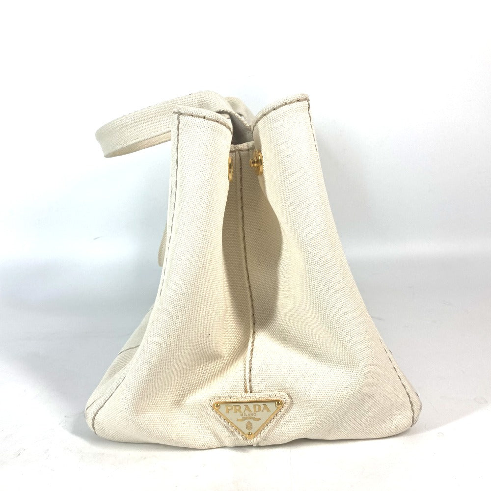 PRADA BN1877 ロゴプレート カナパ CANAPA ハンドバッグ カバン トートバッグ キャンバス レディース アイボリー