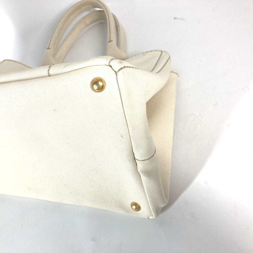 PRADA BN1877 ロゴプレート カナパ CANAPA ハンドバッグ カバン トートバッグ キャンバス レディース アイボリー