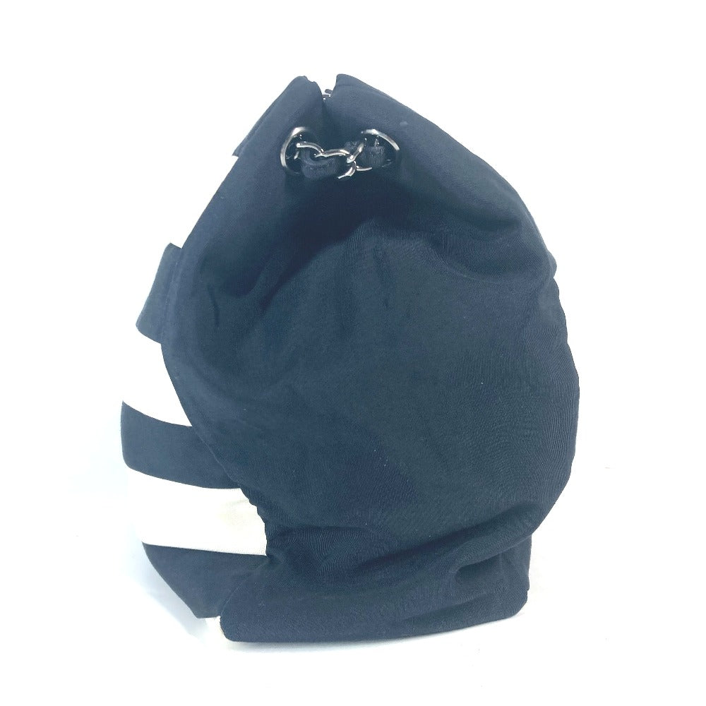 CHANEL 2.55金具 ボーダー チェーンバッグ カバン 肩掛け Wチェーン ショルダーバッグ ナイロンキャンバス レディース ブラック - brandshop-reference