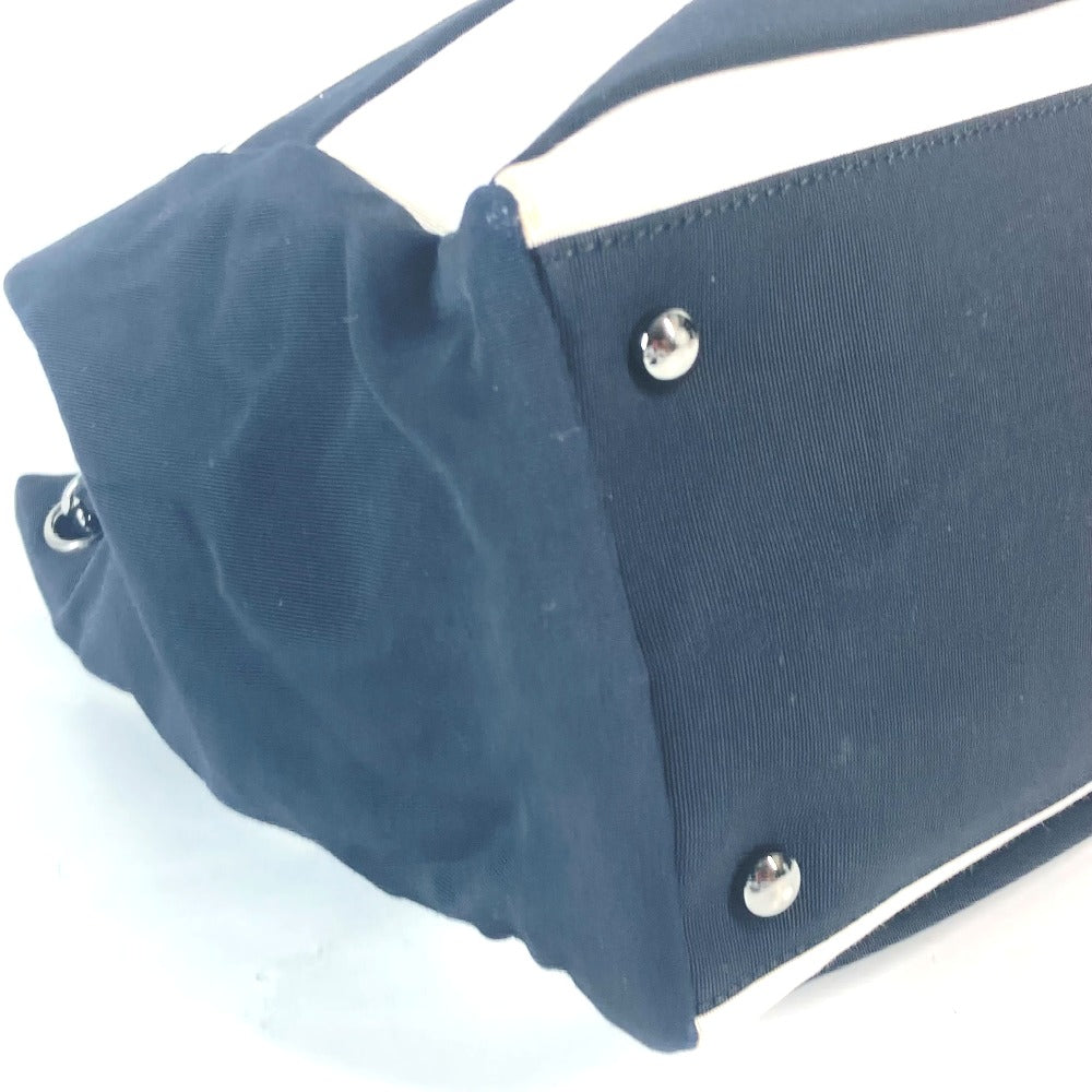 CHANEL 2.55金具 ボーダー チェーンバッグ カバン 肩掛け Wチェーン ショルダーバッグ ナイロンキャンバス レディース ブラック - brandshop-reference