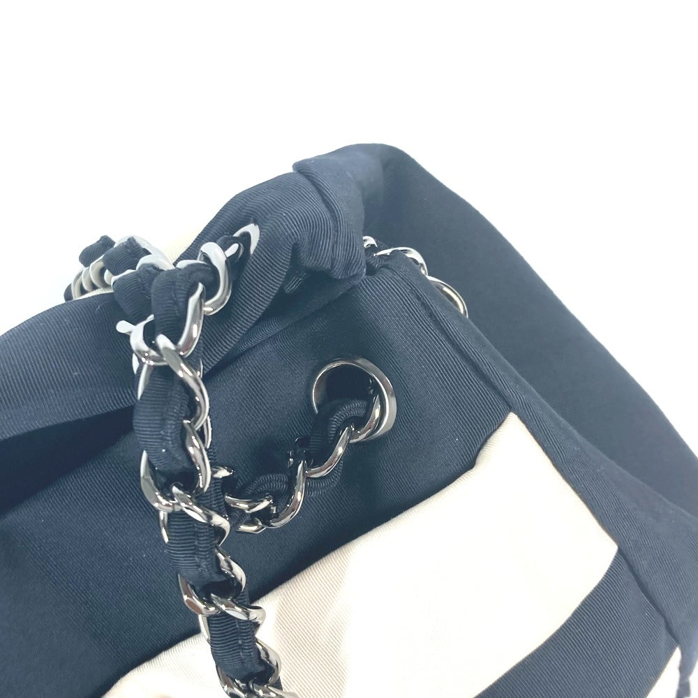 CHANEL 2.55金具 ボーダー チェーンバッグ カバン 肩掛け Wチェーン ショルダーバッグ ナイロンキャンバス レディース ブラック - brandshop-reference