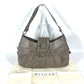 BVLGARI BVLGARI logo shoulder bag, leather, women's, gray