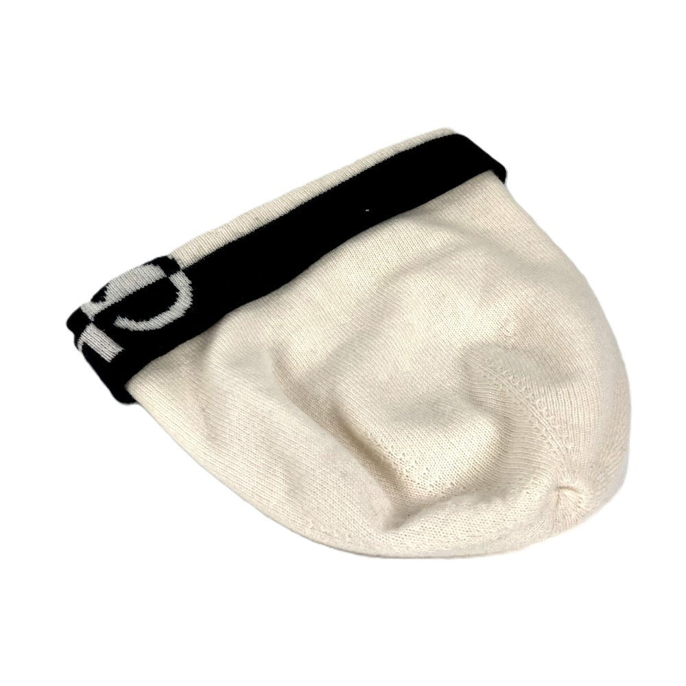 CHANEL 20K ロゴ バイカラー ビーニー 帽子 ニット帽 ニットキャップ ニット帽 カシミヤ レディース ホワイト - brandshop-reference