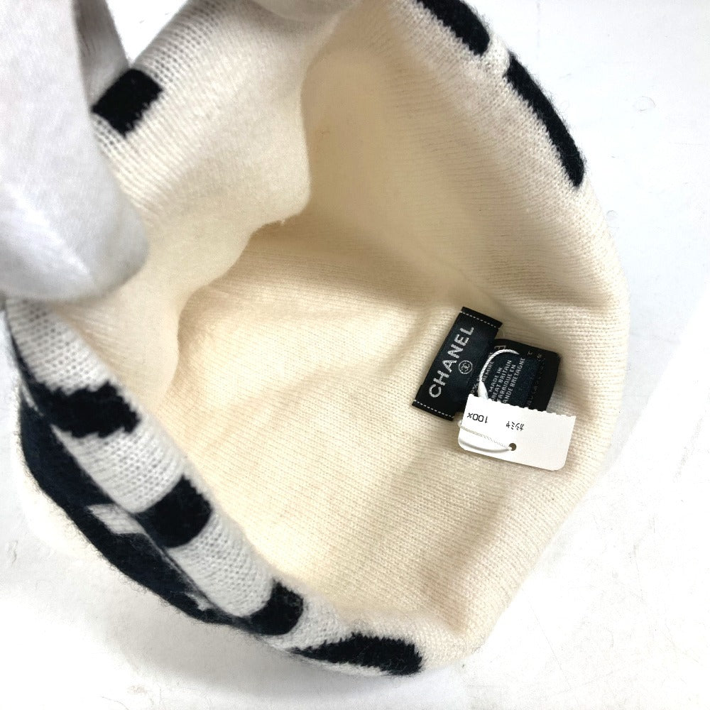 CHANEL 20K ロゴ バイカラー ビーニー 帽子 ニット帽 ニットキャップ ニット帽 カシミヤ レディース ホワイト - brandshop-reference