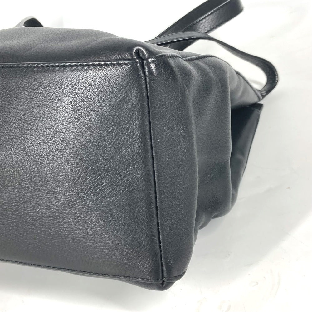 Salvatore Ferragamo logo metal handle 2-way bag, handbag, pochette, crossbody, shoulder bag, leather, women's, black