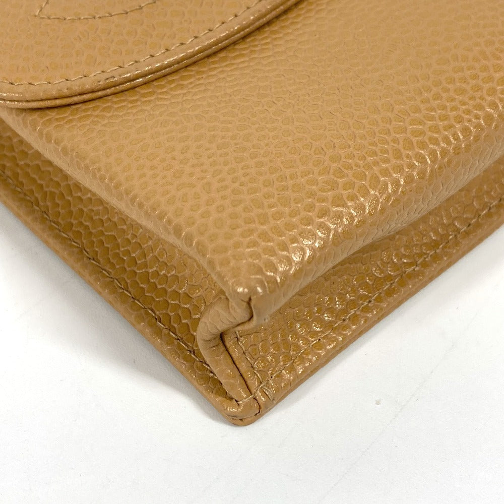 CHANEL A13511 CC ココマーク ロゴ タバコケース ポーチ シガレットケース キャビアスキン ユニセックス ベージュ - brandshop-reference