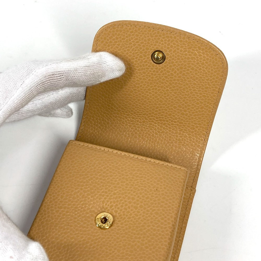 CHANEL A13511 CC ココマーク ロゴ タバコケース ポーチ シガレットケース キャビアスキン ユニセックス ベージュ - brandshop-reference