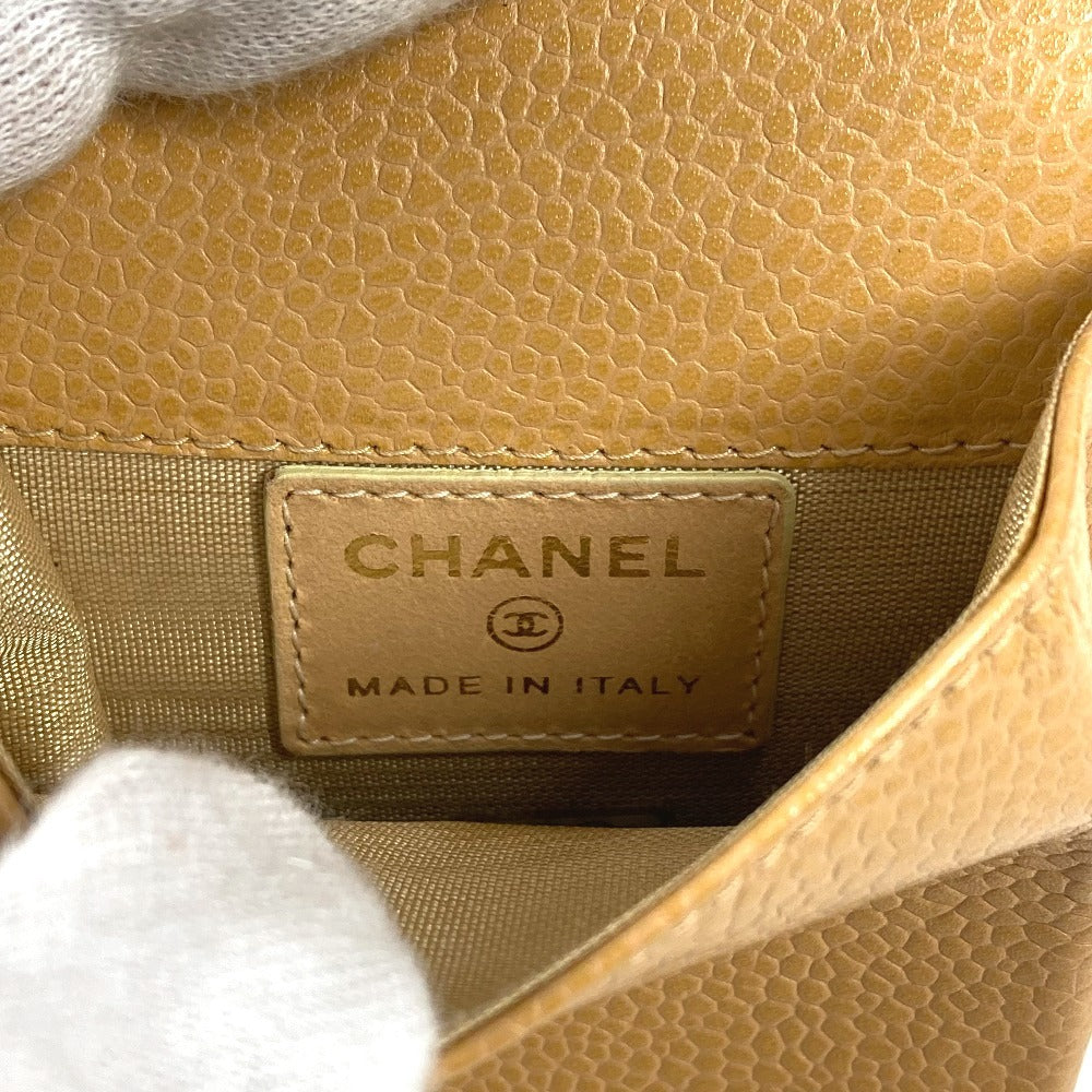 CHANEL A13511 CC ココマーク ロゴ タバコケース ポーチ シガレットケース キャビアスキン ユニセックス ベージュ - brandshop-reference