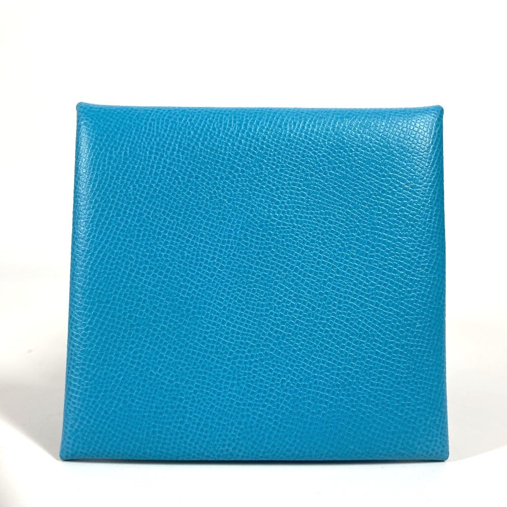 HERMES Bastia Wallet Coin Compartment coin purse Leather blue Used