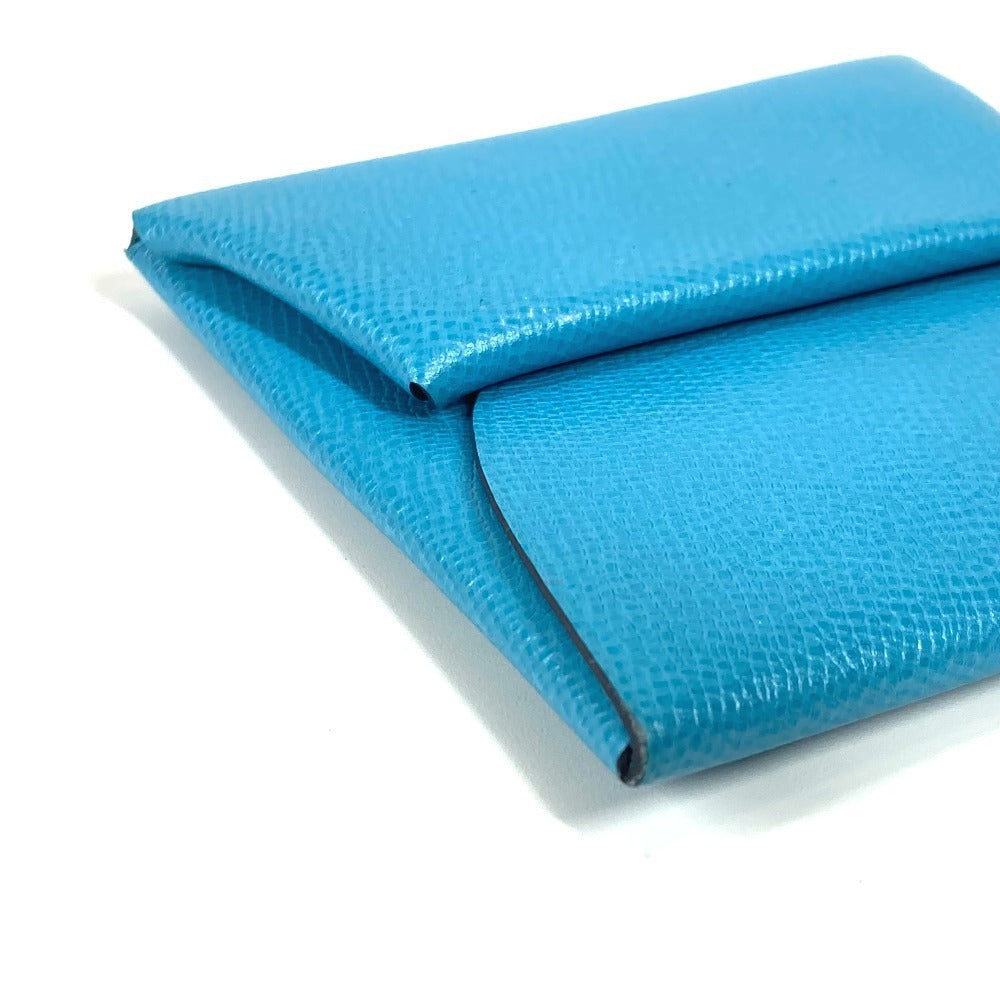 HERMES Bastia Wallet Coin Compartment coin purse Leather blue Used