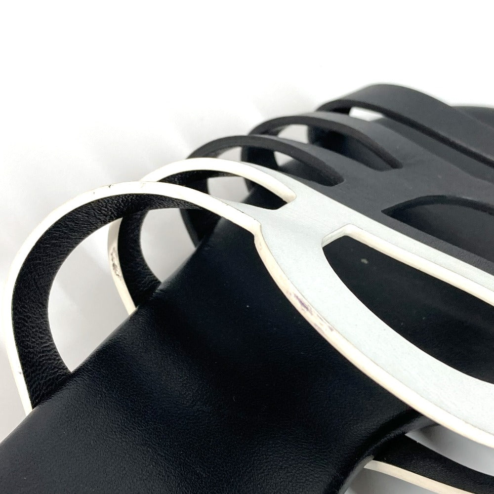 HERMES カメリア シェーヌダンクル 靴 シューズ バイカラー フラット ペタンコ サンダル レザー レディース ブラック - brandshop-reference