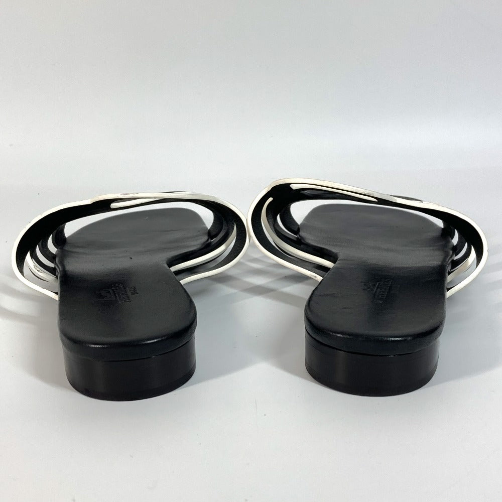 HERMES カメリア シェーヌダンクル 靴 シューズ バイカラー フラット ペタンコ サンダル レザー レディース ブラック - brandshop-reference