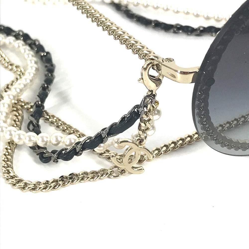 CHANEL 4245 フェイクパール CC ココマーク ラウンド チェーン付き めがね メガネ アイウェア 眼鏡 サングラス プラスチック レディース ブラック - brandshop-reference